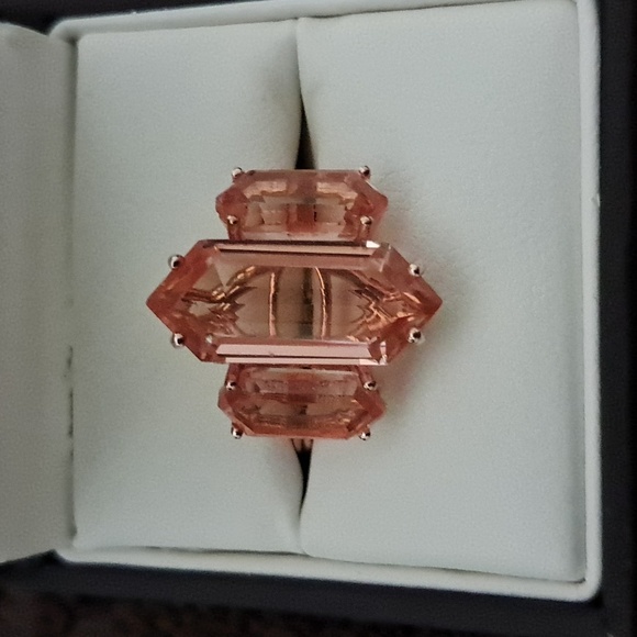 Jewelry - Morganite Quartz Triplet Three Stone Ring.